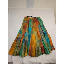 Jessica London Multi-Color Patchwork Maxi Lined  Skirt - Boho Flow Size 16