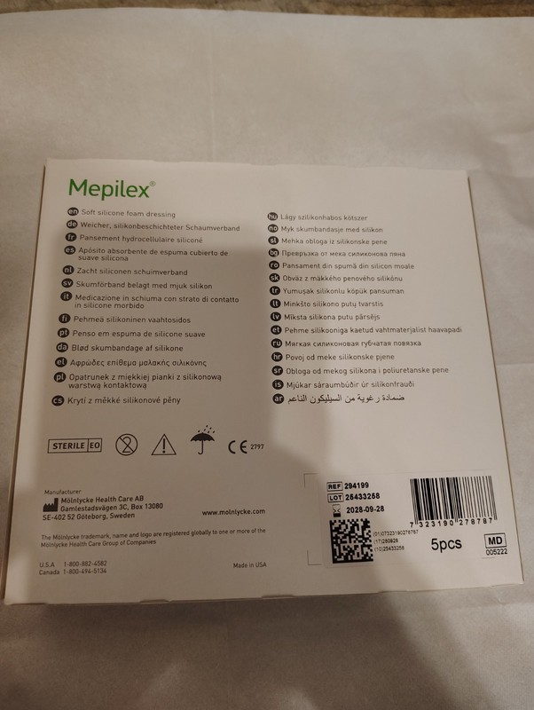 Mepilex  4''x4'' Each Soft Silicone Foam Dressing absorbent 294199 Exp 2028 -