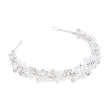 Pearl Wedding Headpiece For Bride Crystal Tiara Bridal Headband Accessory