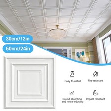 12/24X PVC Ceiling Tiles 12x12in / 24x24in Easy Installation White Peg Pattern