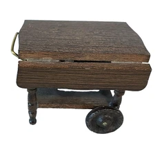Vintage Double Drop Leaf Wooden Serving Table Cart Dollhouse Piece