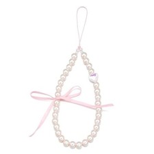 Phone Charm Pearl Beaded Charms Strap Handmade Ribbion Bow Phone Charm Pink