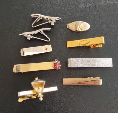 Lot Of 9 - Various Tie Clips Gold/Silver Tone Unique Jewelry/Accessories Fun!