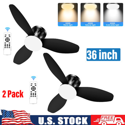 1/2Pack 36 Inch Ceiling Fan with Light and Remote Small Low Profile Ceiling Fan