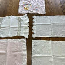 Lot Of 5 Antique And Vintage Pillowcases, Crib Sized, Delicate Condition