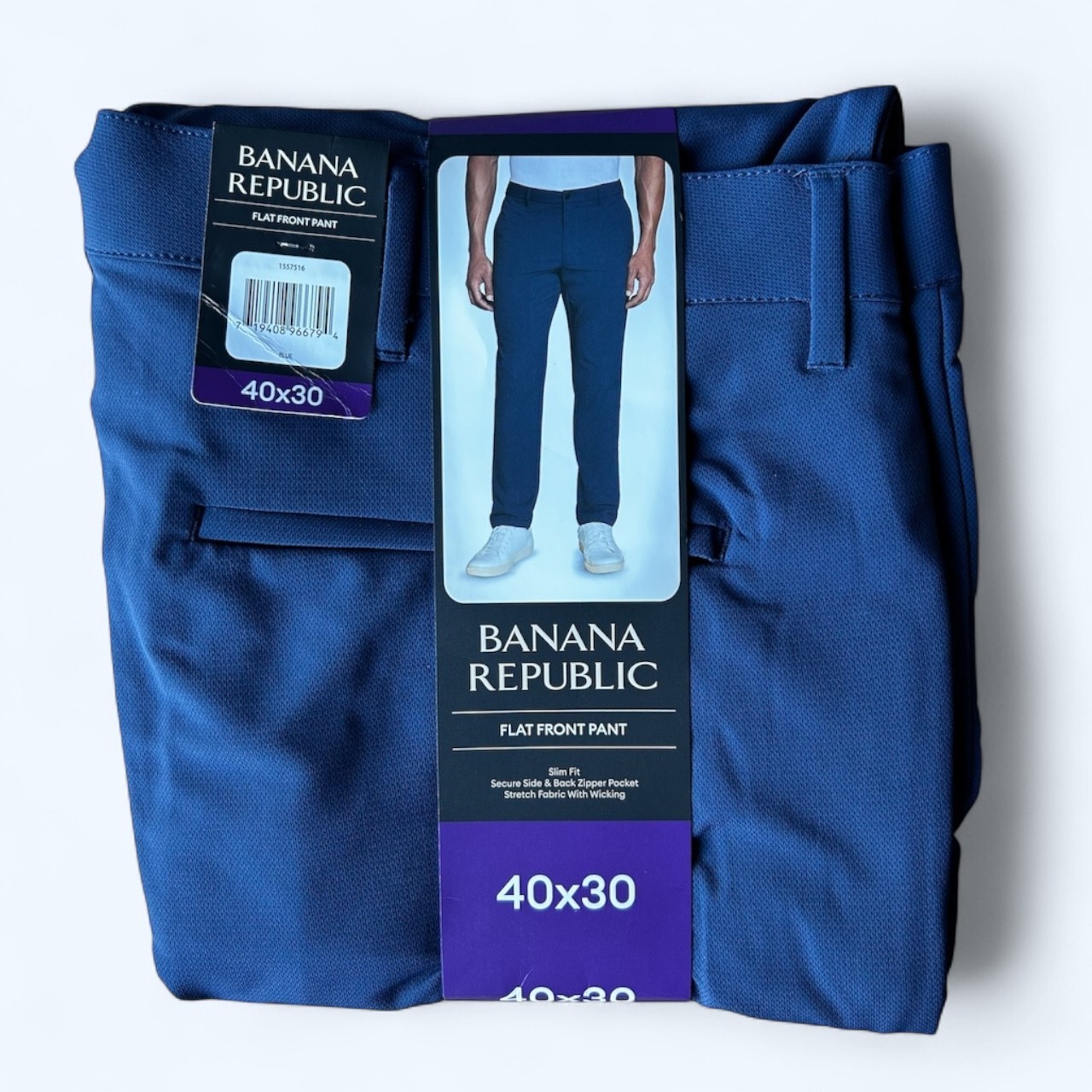 Banana Republic Mens Flat Front Slim Fit Pant Blue Size 40x30