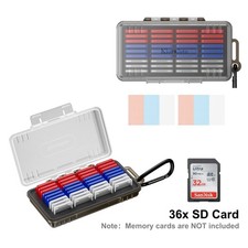 36 Slots Memory Card Case Individual Holder Storage w Carabiner for SD SDHC SDXC