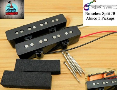 Artec Split Jazz Bass Noiseless Alnico 5 Pickup Set HOT! 11k / 13k