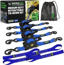 Retractable Ratchet Straps 4-Pack - 1 Inch x 10 Feet 1,209lb Break Strength