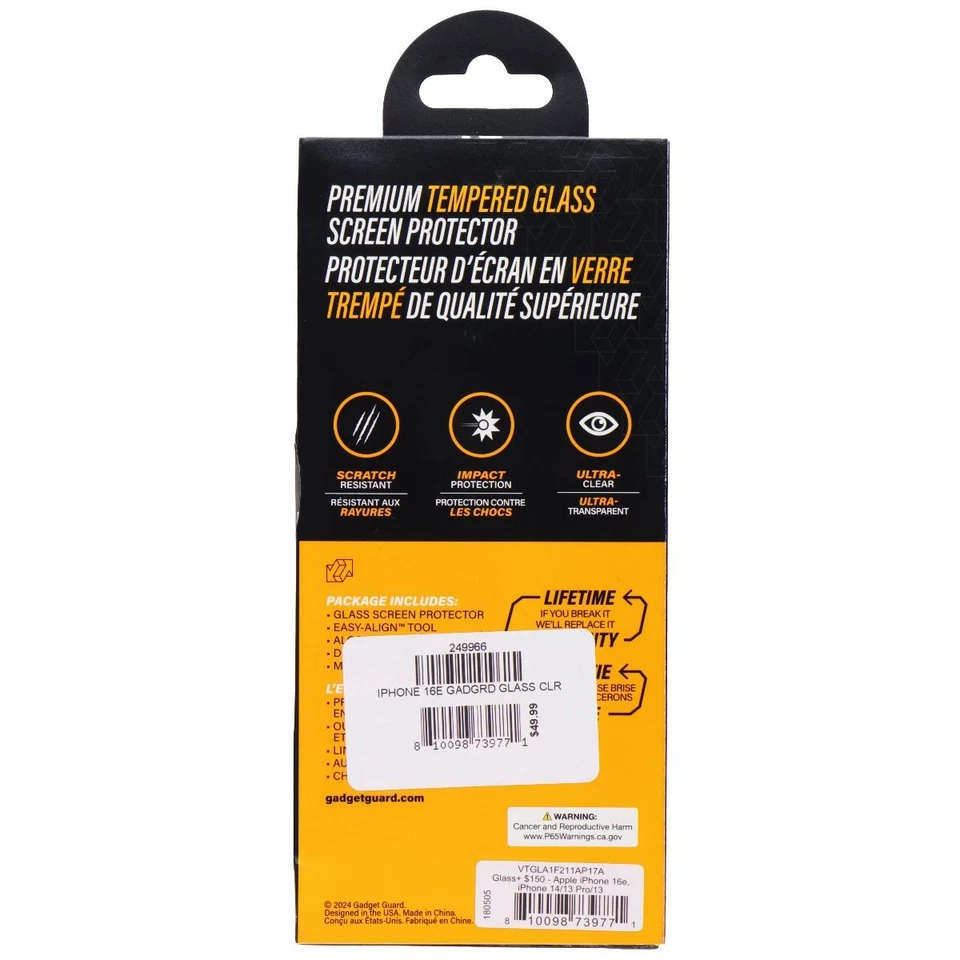 Gadget Guard Glass Screen Protector for Apple iPhone 16e/14/13 Pro/13 - Image 2 of 2