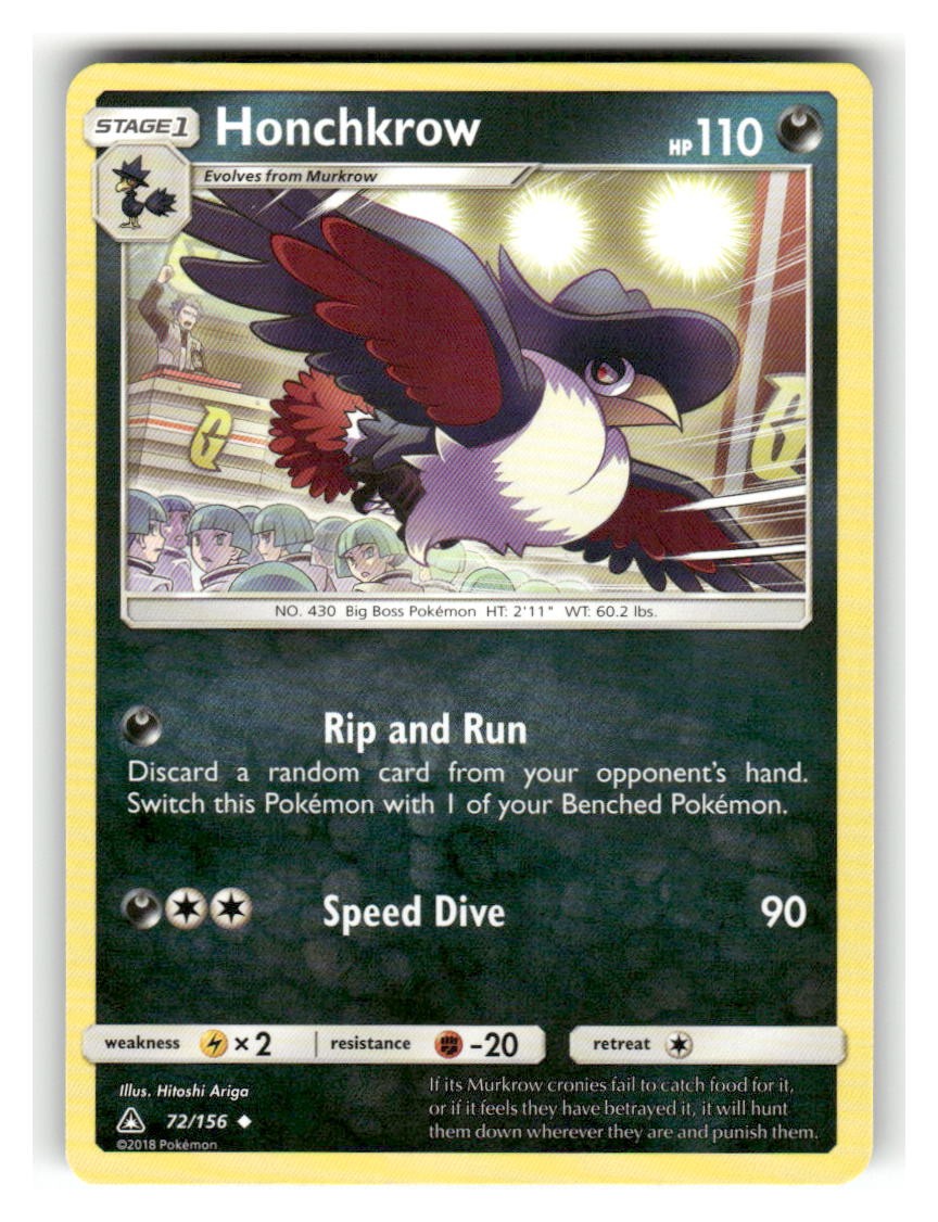 Honchkrow 72/156 Uncommon Ultra Prism Pokemon Lightly Played