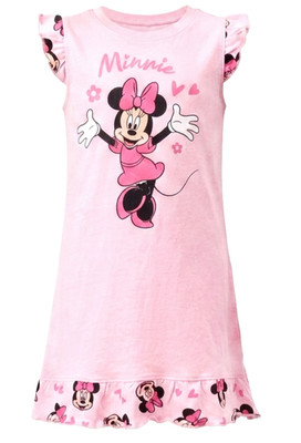 MINNIE MAUS 122 128 NACHTHEMD ROSA RÜSCHEN VOLANT DISNEY KURZARM MICKEY MOUSE