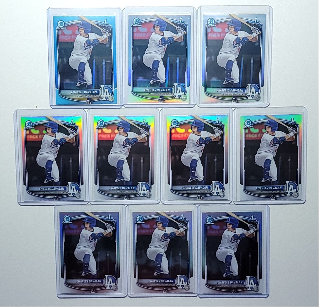 [10] CHARLES DAVALAN 2025 BOWMAN CHROME DRAFT 1ST SKY BLUE REFRACTOR Q6017