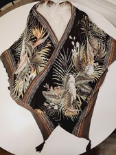 Vince Camuto Kimono Wrap OS Bird Of Paradise Floral Tassel Boho Cover Up