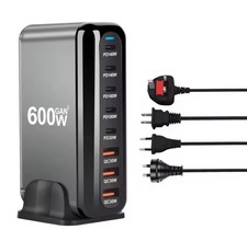 USB Charger Hub 600W Multi 8 Port Charging Station GaN Fast Charge Desktop USB-C
