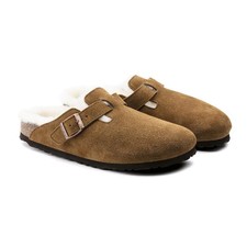 Birkenstock Boston Shearling Suede Leather Women's Clogs - Mink