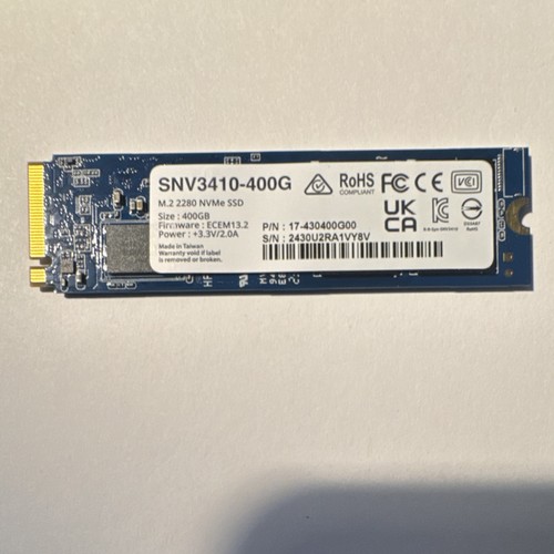 Synology SNV3410-400G 400GB NVMe M.2 2280 Internal SSD Blue 17-430400G00