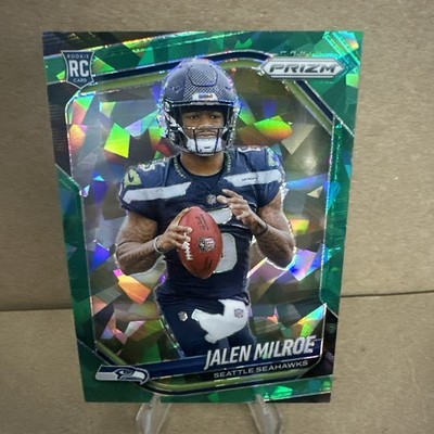 2025 Panini Prizm Jalen Milroe Green Cracked Ice Prizm SP #317 RC Seahawks