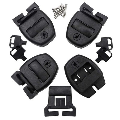 Huouo 4 Set Hot Tub Spa Cover Locks w/Key Pinch Center Release Style 2, Black