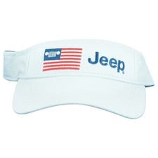 Jedco Chrysler Dodge Jeep Car Automobile Adjustable Curved Bill White Sun Visor