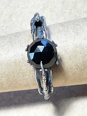 BLOODMILK *DAMAGED needs claw* Belonging To The Underworld RING Onyx sterling 8