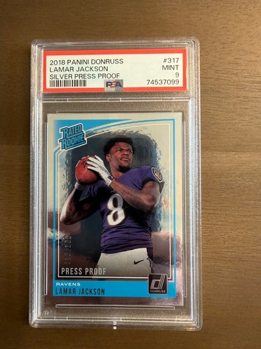 2018 lamar jackson /100 silver press. PSA 9.