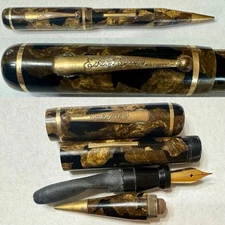 Vintage Oversize Ever-Ready Fountain Pen /Pencil Combo Bronze/Black- Pliable Sac