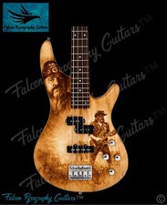 Basso elettrico 4 corde fatto a mano pirografia su misura Lemmy Kilmister