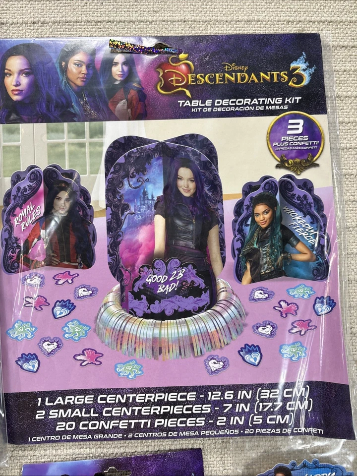 Descendants 3 Party Plates Photo Booth Centerpiece Bags Cake Pick Runner Hanging - Image 3 of 4