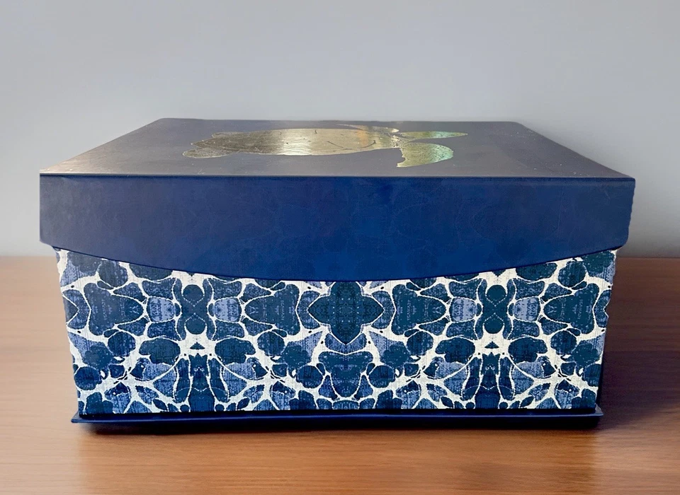Place & Time Decorative Large Storage Box Paper Covered With Sea Turtle Blue - Image 2 of 4