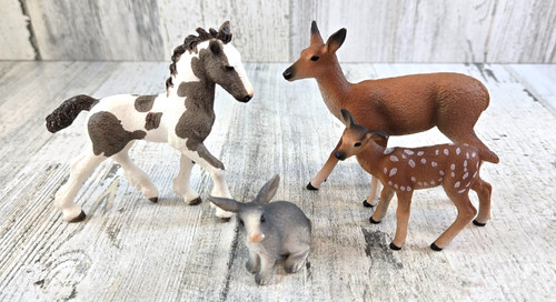 Schleich Animals Horse Deer Mom and Baby Rabbit