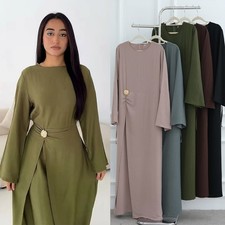 Modest Abaya Women Muslim Long Maxi Dress Turkey Islamic Kaftan Dubai Robes Arab