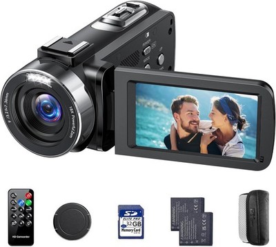Video Camera 4K Handheld DV Camcorder LED Fill Light 42MP 18X Digital Zoom +32GB