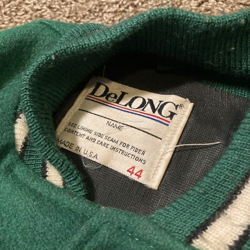 Vintage 80s 90s New York Jets Delong Script Wool Leather Jacket Sz 44 NFL - Picture 3 of 14