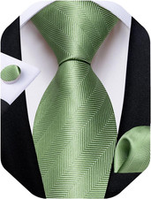 Mens Tie Set Silk Solid Paisley Necktie and Pocket Square Cufflinks Classic Form