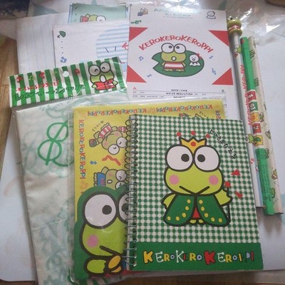 Sanrio Kerokerokeroppi Stationery Set Notebook Memo Pencil 1989 1990 Vintage