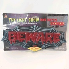 Halloween Beware Light Up Door Greeter Eerie Music Push Button Hang 2008 WORKS