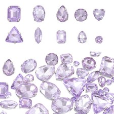 100Pcs Mixed Shapes Sew on Crystal Rhinestones with Claw, Lavender Style 1