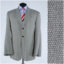 Mens Textured Blazer 42R UK Size PART TWO Check Grey Rayon Sport Coat Jacket