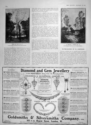Original alter antiker Druck 1905 Lever De Lune Moulin Blenau Harpignies Schmied