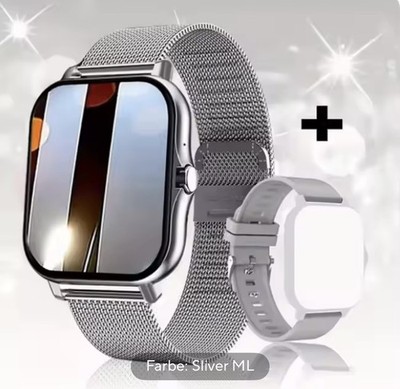 Bluetooth Smartwatch Music & Call 44mm Silber Edelstahl iOS/Android Puls Schlaf