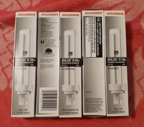 Lot of 5 SYLVANIA DULUX D COMPACT FLUORESCENT BULBS 26W CF26DD/835/ECO 21115 - Picture 1 of 5