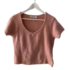 Vtg Y2K Pink Knit Crop Sweater Size Large Beechers Brook Fairweather Coquette