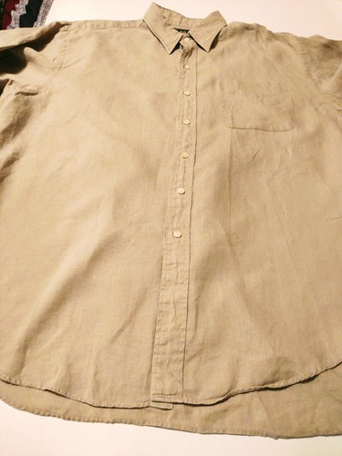 Ralph Lauren RRL Men's Button Front 100% LINEN XL Beige L/S Shirt FITS BIG - Picture 3 of 5