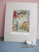  antique  lithograph illustration of Andersen's "Ole Luk Oie and Children "1907