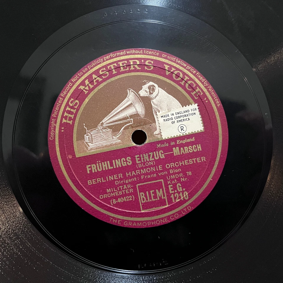 His Master's Voice 1930s UK Graf Zeppelin Marsch - 10" Shellac 78RPM Record - E Foto 3 de 4