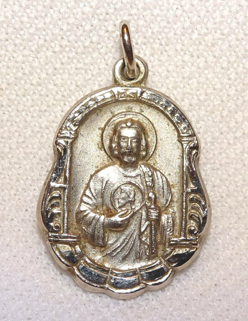 Sacred Heart Jesus Medal Silver Filled Antique Re… - image 1