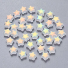 10 Glass Star Beads White Smoke Frosted Clear AB Celestial Jewelry Supplies 8mm 