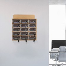 15 Slots Wood Cell Phone Locker Box Storage Cabinet Pocket with Keys NEW 