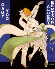 POSTER DANCE COUPLE BALLROOM DANCING GABY YOO A. BERTSON VINTAGE REPRO FREE S/H